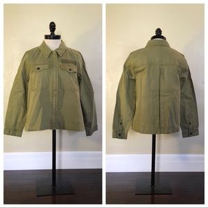 Madewell Army Swing Crop Jacket Green Zipper Size Medium